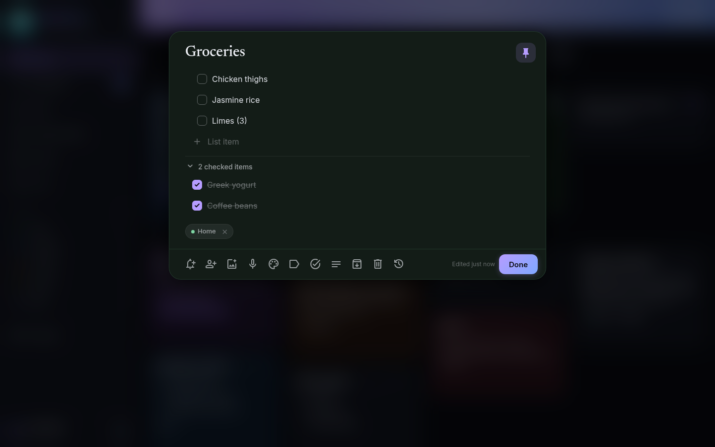 NoteTrace editor with a checklist